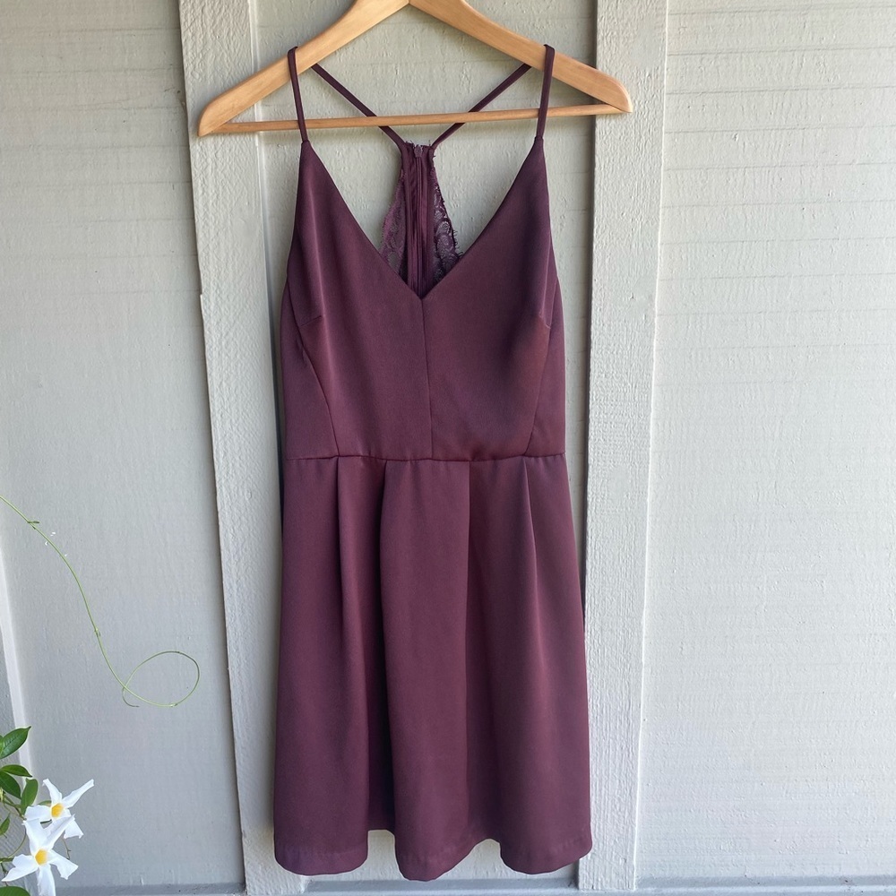 Dynamite Deep Burgundy lacey racerback dre…